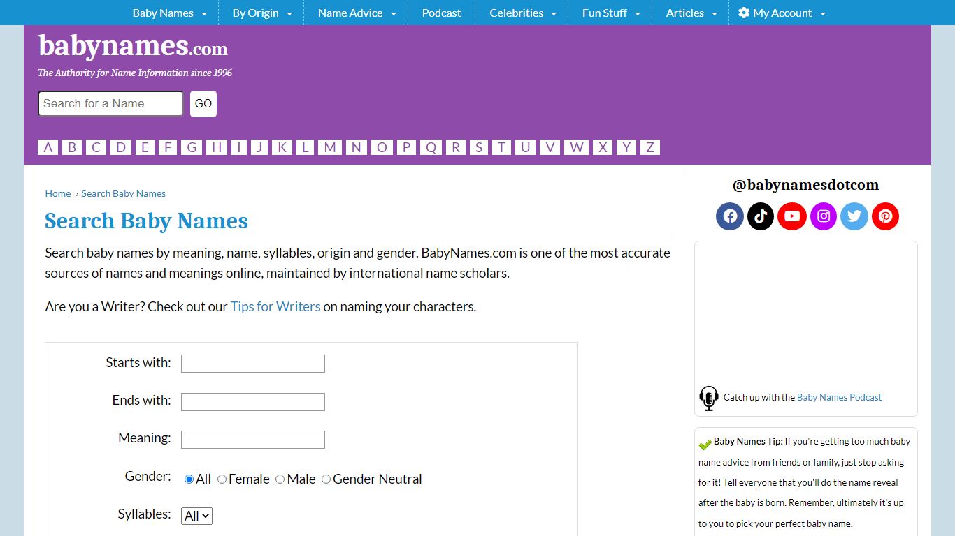 Search Baby Names by Name, Meaning, Origin, Syllables